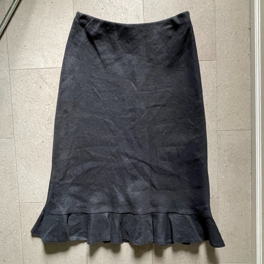 Vintage Laura Ashley Black 100% Skirt w/ Bottom Ruffle-Fully lined-Size 8